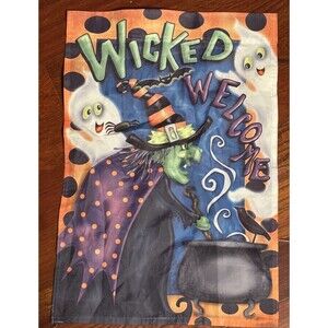 12 x 15 in Halloween set of 3 garden flags witch haunted house pumpkin